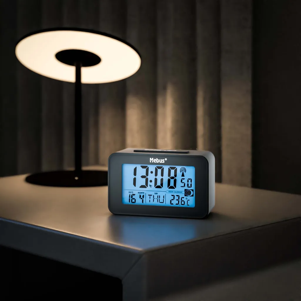 Mebus Digitaler Funkwecker Mit Mondkalender, Beleuchtung, Innenthermometer, 2 Weckzeiten, Schlummer-Funktion - Image 3