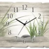ARTland Holz Wanduhr Quarzuhr - Schwarzer Zeiger 3D Steine Größe: 40x30 Cm