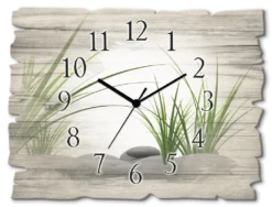 ARTland Holz Wanduhr Quarzuhr - Schwarzer Zeiger 3D Steine Größe: 40x30 Cm