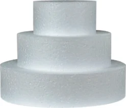 Styroportorte Set Rund Dreistöckig, H:15cm, 1 Set, 10-20cm, Weiß Möbius Creativ GmbH