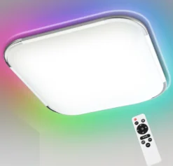 Lospitch Led Deckenleuchte Deckenleuchten RGB Dimmbar Deckenlampe Mit Fernbedienung Lampe Fuer Wohnzimmer Kinderzimmer Schlafzimmer Flur Kueche Buero Modern IP44 24W