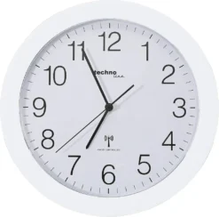 FUNK-UHR WAND-UHR TECHNOLINE WT 8000 WEIß 30CM KÜCHEN-UHR BAHNHOFS-UHR RUND/ Mit Batterie