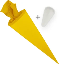 Itenga Set Gelb Bastelschultüte Rohling 70 Cm Rund + Schultüten Spitzenschutz
