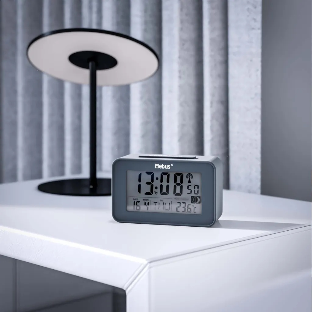 Mebus Digitaler Funkwecker Mit Mondkalender, Beleuchtung, Innenthermometer, 2 Weckzeiten, Schlummer-Funktion - Image 4
