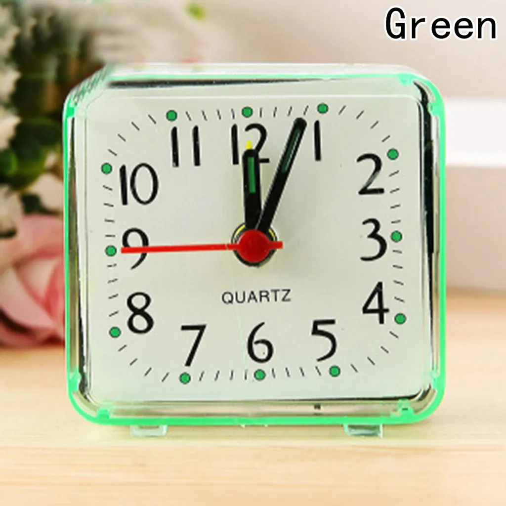 Quadratischer Kristall Kleiner Wecker, Genaue Studentenweckeruhr, Zeiger + Digitaler Wecker, Blau - Image 4