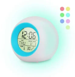 Digitaler Wecker Kinder, LED Kinderwecker 7 Farben Nachtlicht Lichtwecker Schlummerfunktion Für Mädchen Jungen