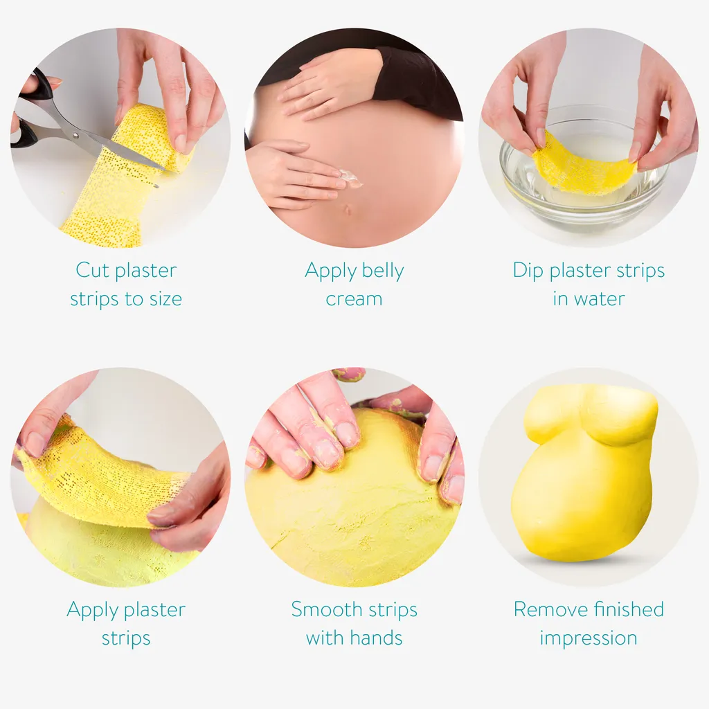 Navaris 8x Babybauch Gipsbinden - Gipsabdruck Binden Set 5 X 300cm - Gips Abdruck Bandagen Zum Basteln - Gipsbänder Für Baby Bauch - Gelb - Image 3