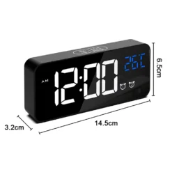 Digitale Uhr Großes Display Wecker Für Wohnzimmer Büro Schlafzimmer Dekor LED Elektronische Datum Temp Display Wand Elektrische Uhren Automatische Helligkeit Dimmer Smart Cool Modernes Schreibtischzubehör ,Black