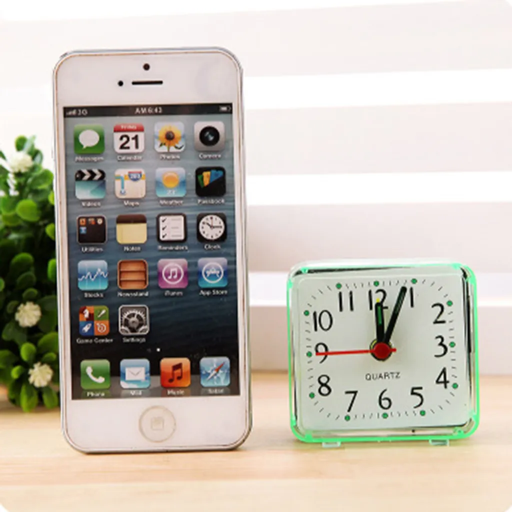 Quadratischer Kristall Kleiner Wecker, Genaue Studentenweckeruhr, Zeiger + Digitaler Wecker, Blau - Image 2