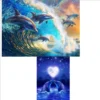 2 Pcs 5D Diamond Painting Diamant Malerei Painting Bilder, Blau Delphin Kuss Meer Mond Tiere Full Set Groß DIY Diamant Gemälde Malen Nach Zahlen 40X30Cm
