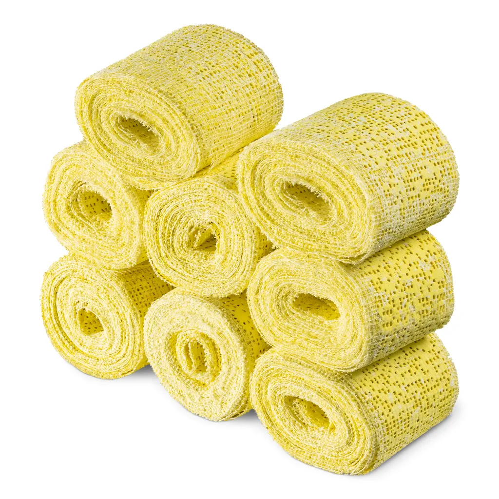 Navaris 8x Babybauch Gipsbinden - Gipsabdruck Binden Set 5 X 300cm - Gips Abdruck Bandagen Zum Basteln - Gipsbänder Für Baby Bauch - Gelb
