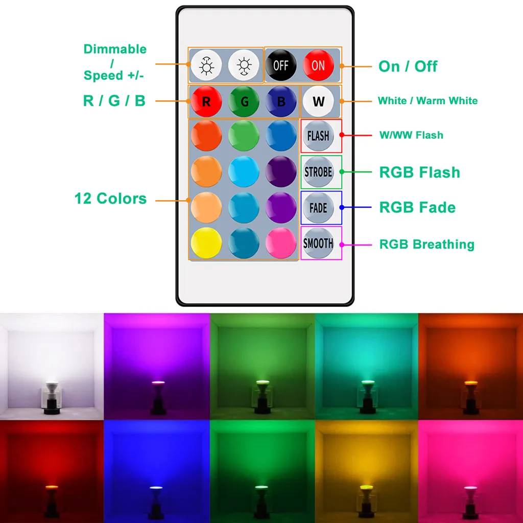 3W E27 LED Glühbirne RGB Farbwechsel Spotlight Leuchtmittel Lampe Warmweiß 2700K Mit Fernbedienung - Image 3