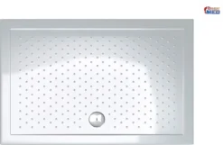 Doporro Duschtasse Duschwanne Lucia04 70x120x4 Flach Aus Acryl Weiß Mit Anti-Rutsch Profil Und DIN-Anschlüssen Für Bodenebene Montage Geeignet