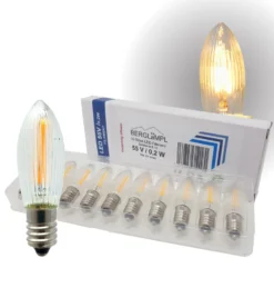 10 Stk. LED Filament 55V/0,2W E10 Ersatz-Lämpchen Für Lichtbögen Mit 4-5 Brennstellen
