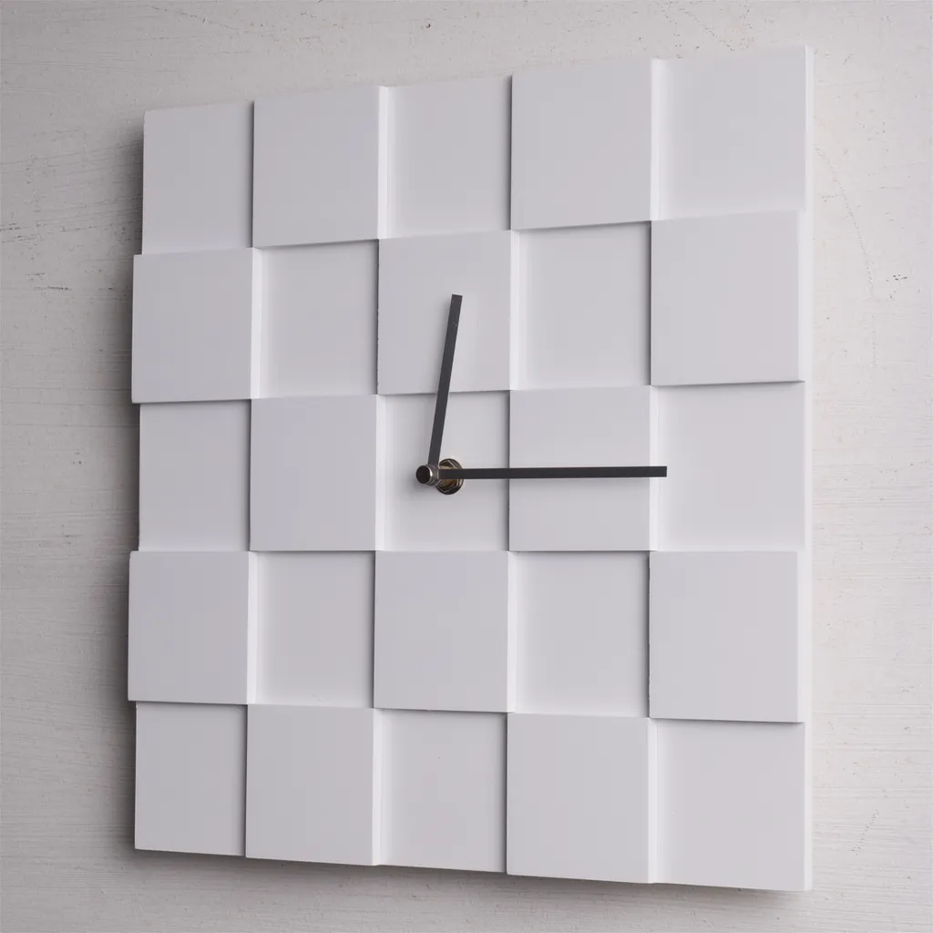 DESIGN WANDUHR 3D PLATES | 30cm Quadratische Küchenuhr Moderne Wanduhr - Image 3