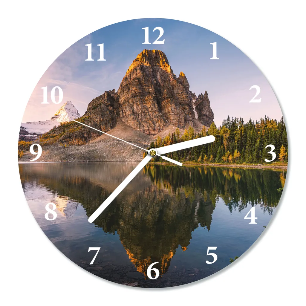 Wanduhr EINSAMER BERG Küchenuhr LEISE Wohnzimmeruhr DEKO Badezimmeruhr RUND 30 Cm