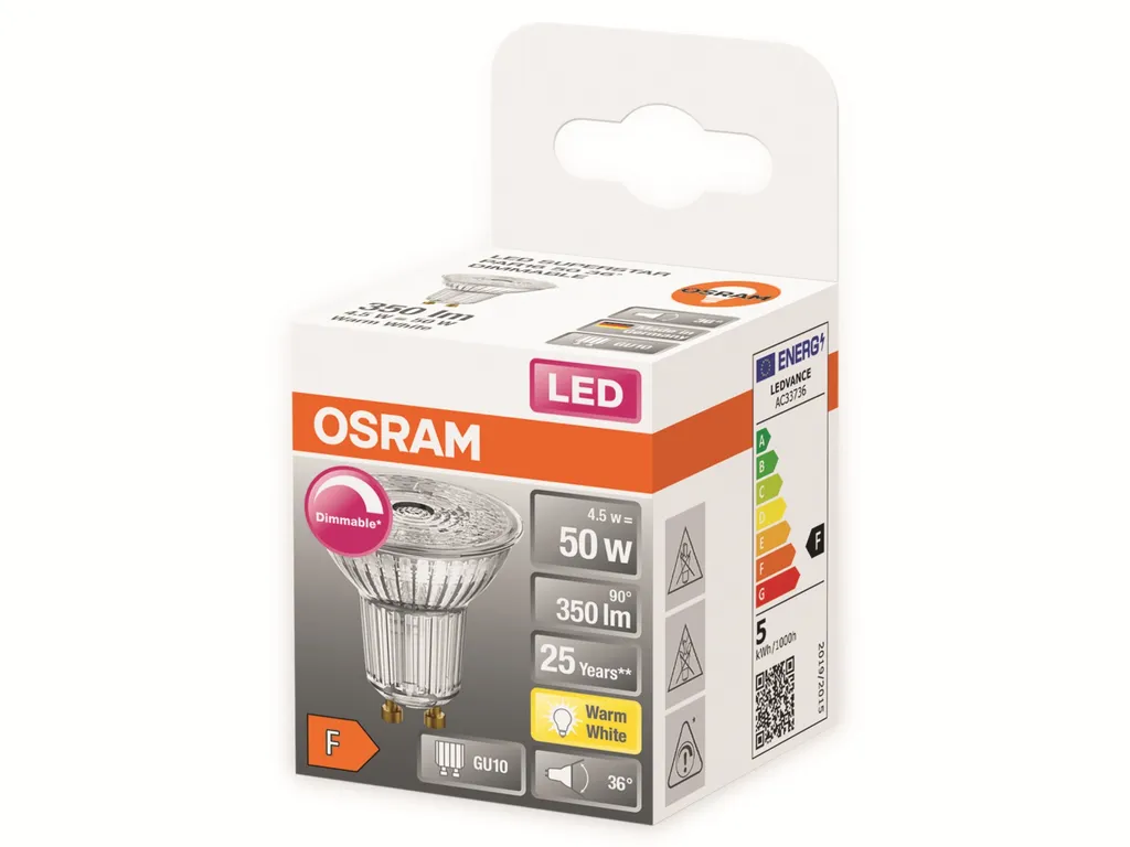 OSRAM Spot PAR16 LED 36 ° Variables Glas - 5,5 W Äquivalent 50 GU10 - Warmweiß - Image 5