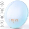 Lichtwecker LED Wake Up Light, Wecker Mit Sonnenaufgangssimulation, Tageslichtwecker FM Radio Wecker Mit Licht 7 Farben, 7 Wecktöne Wecker Kinder Alarm Clock Digital Uhr Nachtlicht Nachttischlampe [Energieklasse A++]