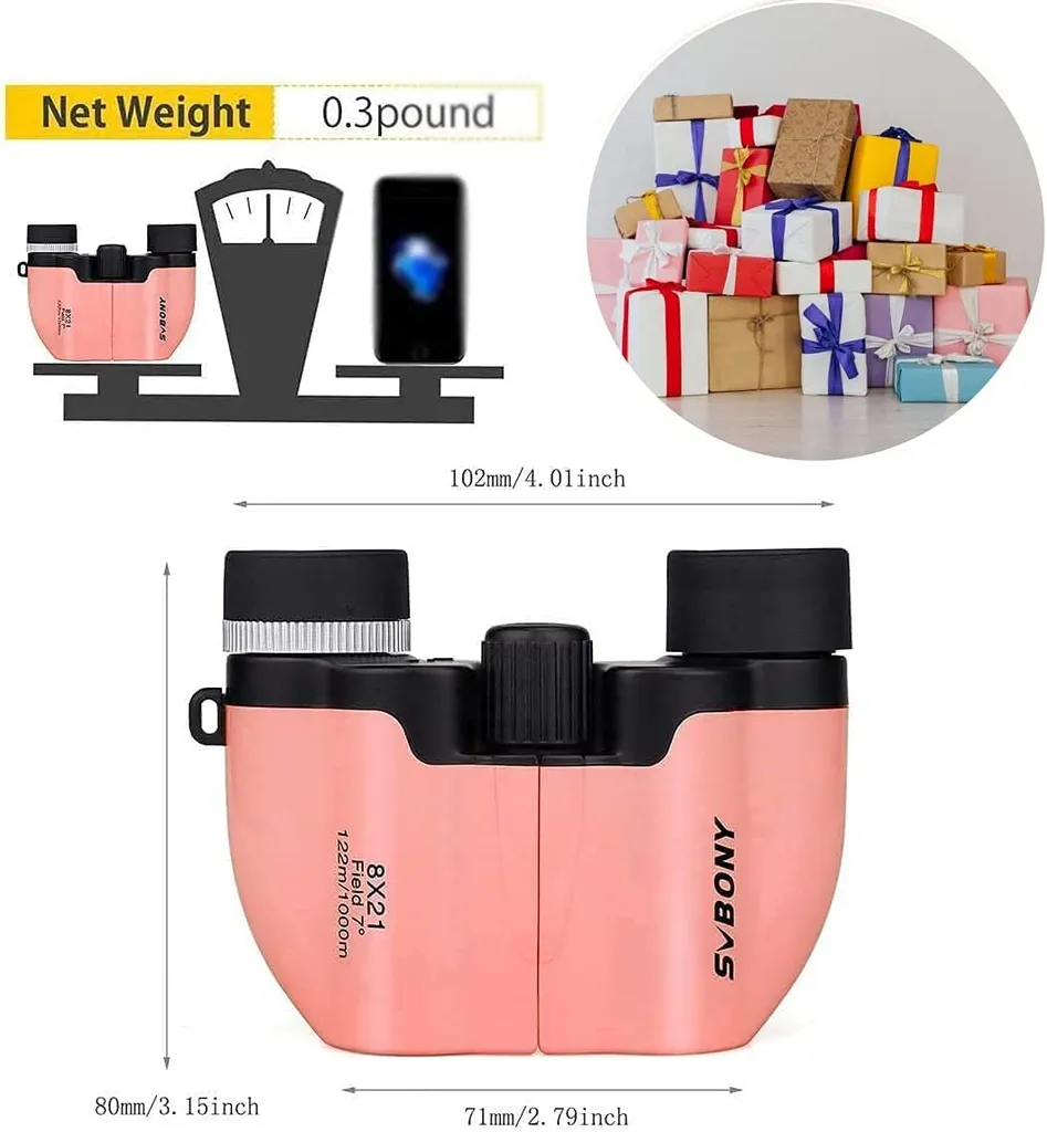 Svbony SV26 Fernglas Für Kinder, Kinderfernglas Ab 3-12 Jahre, 8x21 Fernglas Kinder Vogelbeobachtung Camping Wandern Outdoor-Aktivitäten (Rosa) - Image 2