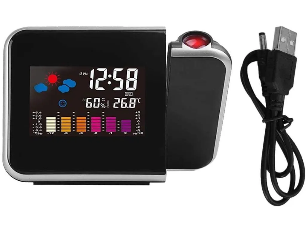 Projektionswecker, Digitaler Reisewecker, Einstellbare Projektionshelligkeit, Tischuhr Mit Zwei Weckzeiten, Snooze, Datums-, Zeit- Und Temperaturanzeige, 180° Flip-Display Und 12/24 Stunden - Image 3