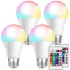4 Stück 10W E27 LED Glühbirne 16 Farben Dimmbar RGBWW Birne Leuchtmittel Mit Fernbedienung