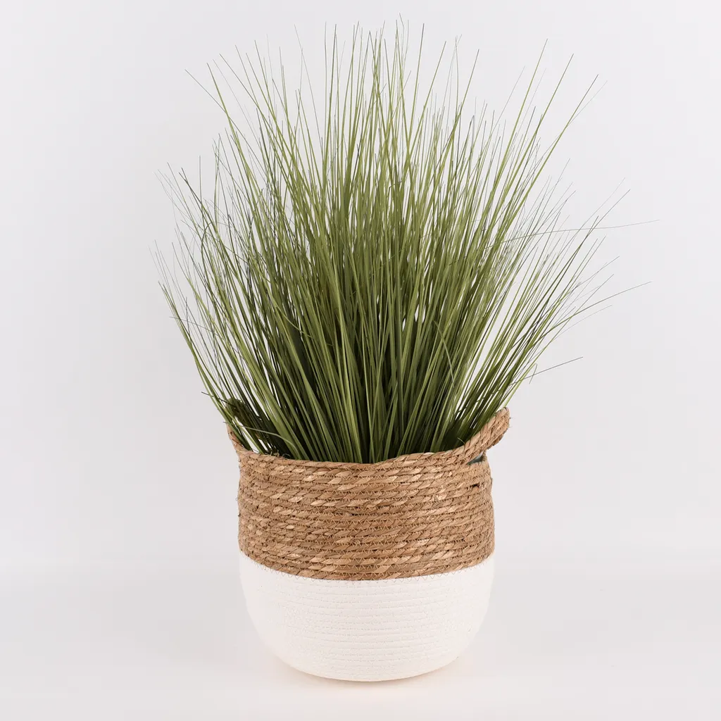 Korb Aus Seegras Zweifarbig Rund Mit Henkeln Natur Weiß Verschiedene Größen, Motiv/Größe:Mittel - Image 6