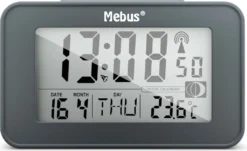 Mebus Digitaler Funkwecker Mit Mondkalender, Beleuchtung, Innenthermometer, 2 Weckzeiten, Schlummer-Funktion
