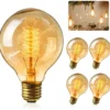 Edison Vintage Glühbirne, Retro Glühbirne Warmweiß E27 40W Vintage Antike Glühbirne Retro Glühfaden Lampe Amber Glas, Ideal Für Nostalgie Und Retro Beleuchtung Café Bar Deko, 4 Stück
