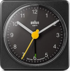 Braun BC02XB, Quarzwecker, Rechteck, Schwarz, Analog, Akku, AA