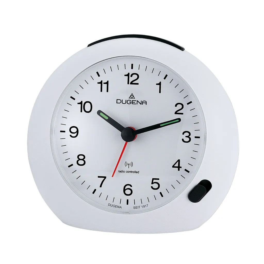 DUGENA 4460382 Wecker Funkwecker Licht Alarm Weiss Leise Sekunde