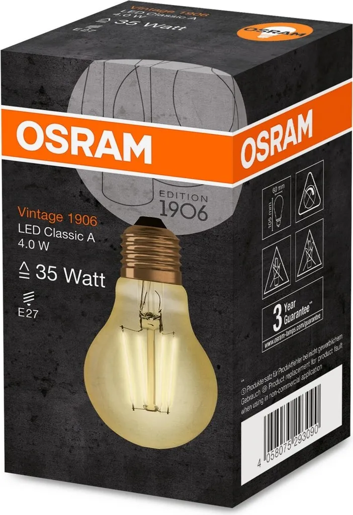 Osram LED Leuchtmittel Vintage 1906 E27 4W Warmweiß, Amber - Image 4