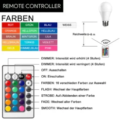 PIA | Glühbirne | LED | E27 | Farbwechsel | Glühlampe Birne Lampe | Glühlampe Birne Lampe