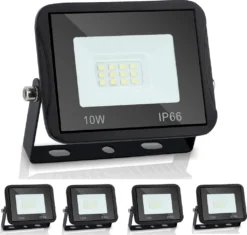 Lospitch 5X LED Fluter Flutlicht Strahler 10W Scheinwerfer Baustrahler Außen Lampe IP65 Kaltweiß