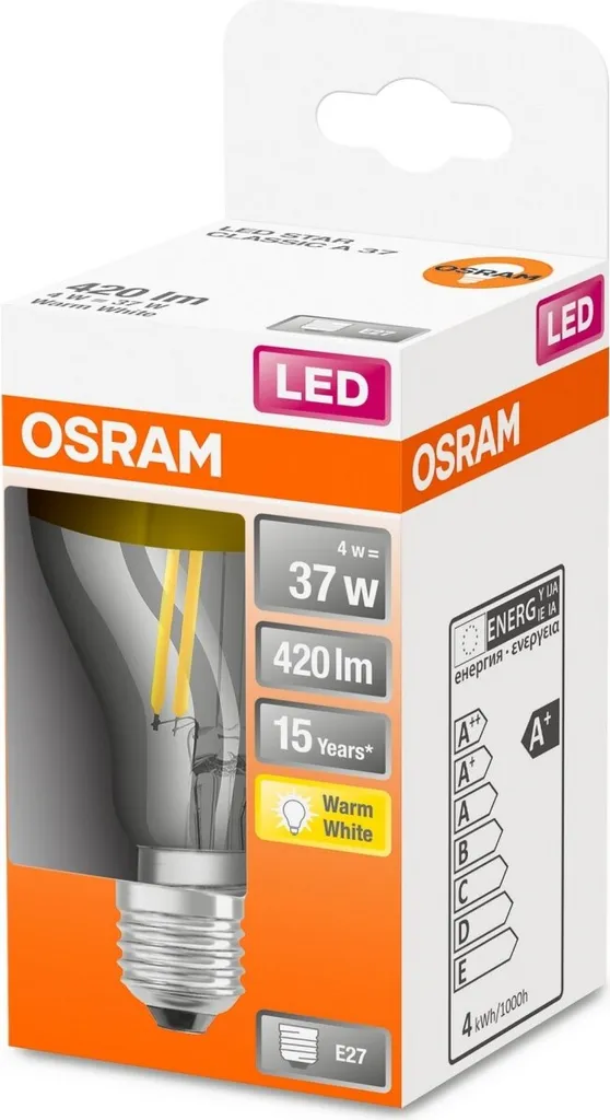 Osram LED Filament Leuchtmittel Birne Star Classic 4W = 37W E27 Koipfspiegel Gold 420lm Warmweiß 2700K - Image 7