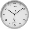 Monzana Wanduhr Funk Automatische Zeitumstellung Geräuscharm Quarzuhrwerk Analog 31cm Indoor Funkuhr Uhr Modern Weiß Silber