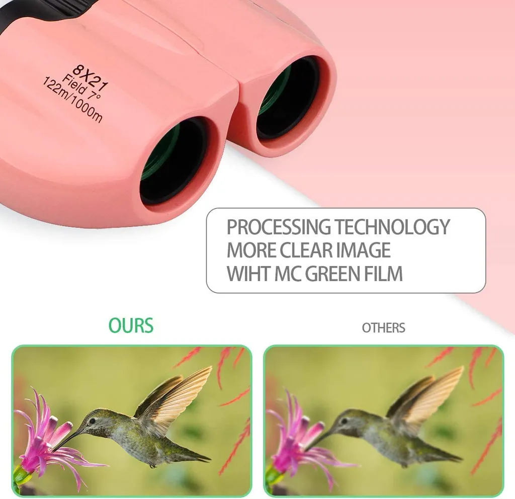 Svbony SV26 Fernglas Für Kinder, Kinderfernglas Ab 3-12 Jahre, 8x21 Fernglas Kinder Vogelbeobachtung Camping Wandern Outdoor-Aktivitäten (Rosa) - Image 3