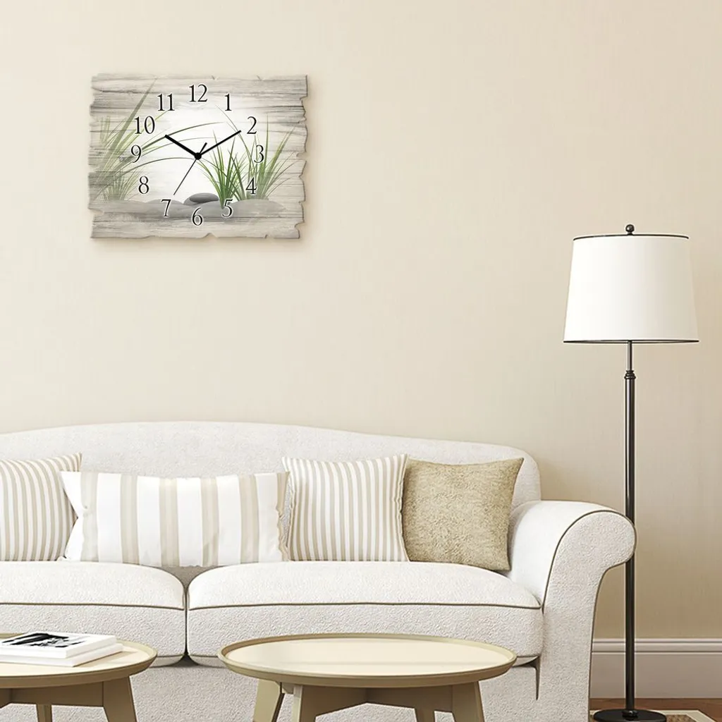 ARTland Holz Wanduhr Quarzuhr - Schwarzer Zeiger 3D Steine Größe: 40x30 Cm - Image 2