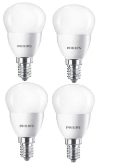 Philips 4 X LED Tropfenform Matt P45 Weiß 5,5W=40W 470lm E14 2700K Warmweiß