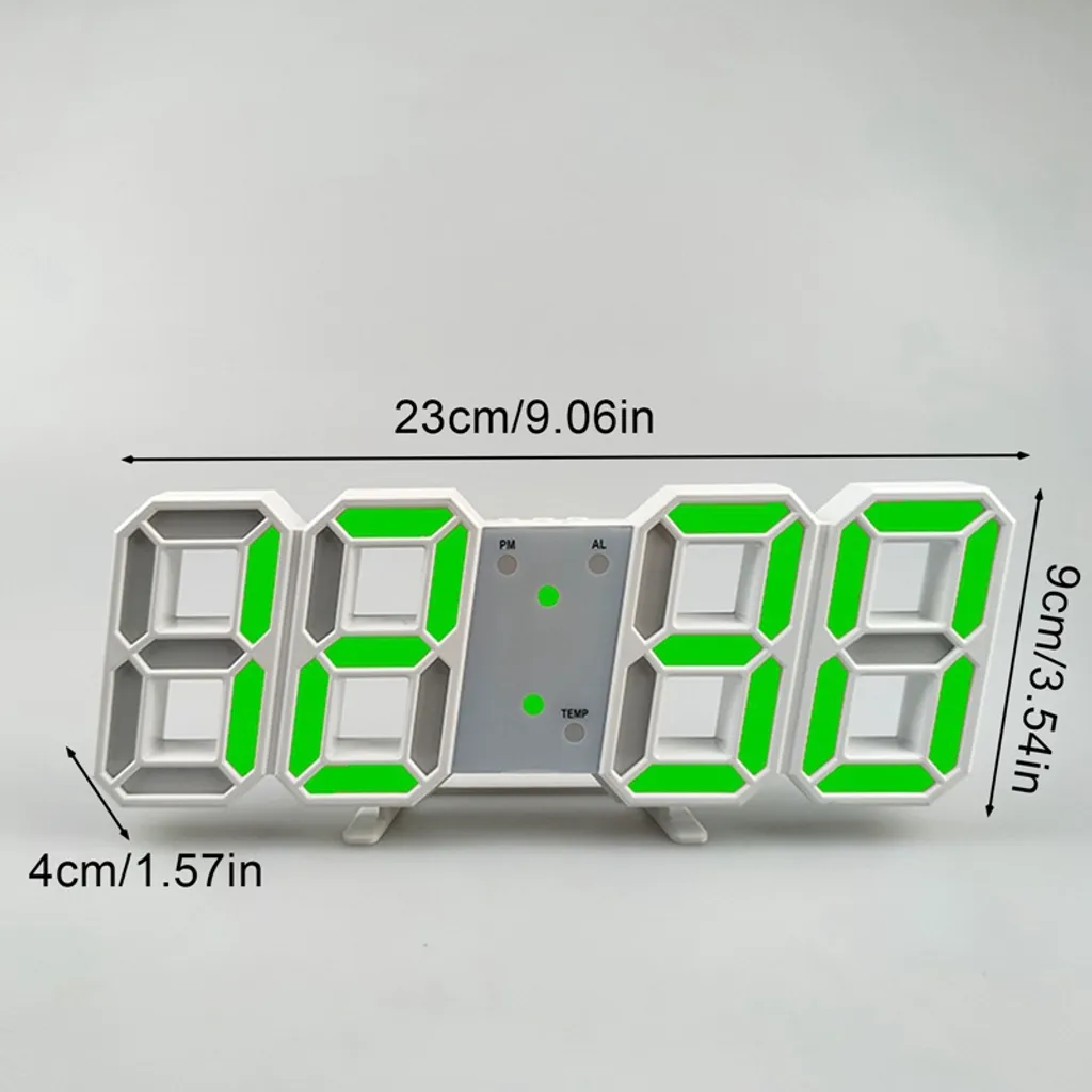 3D LED Digital-Wanduhr, Datum, Uhrzeit, Nachtlicht, Wohnzimmer, Anzeigetisch, Tischuhren, Wecker(weiß,) - Image 2