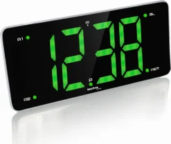 Technoline WT 486 Schwarz-Silber, Radiowecker, Funk, LED Ziffern, Sleep-Timer