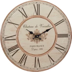 XL Wanduhr Nostalgie, Holz, Ø45cm (hell)