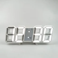3D LED Digital-Wanduhr, Datum, Uhrzeit, Nachtlicht, Wohnzimmer, Anzeigetisch, Tischuhren, Wecker（weiß,）