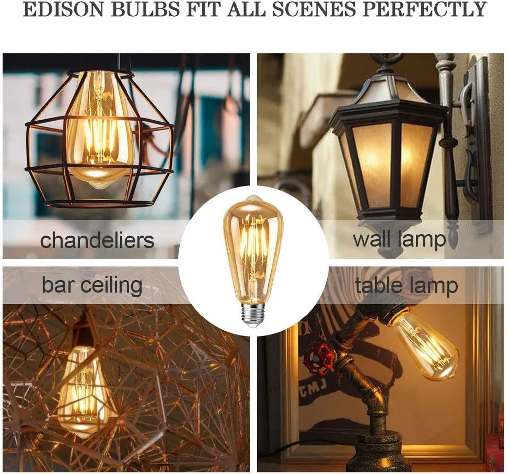 Vintage Glühbirne, LED Glühbirne E27 4W Warm Licht Vintage Antike Glühbirne Retro Filament Lampe Für Nostalgie Und Retro Beleuchtung Im Haus Café Bar Usw - 6 Stück - Image 2