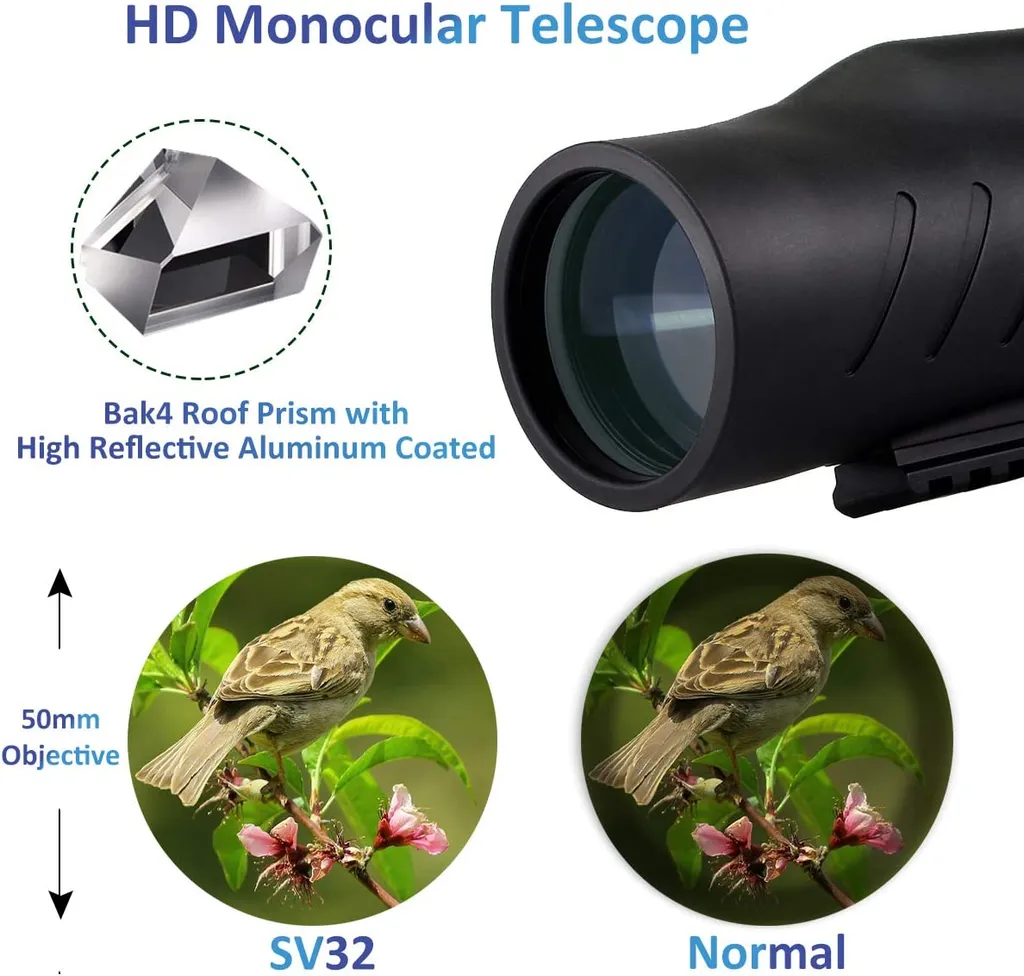 Svbony SV32 Tragbares Monokular, 10x50 Ultra HD Monokular, Bak-4 Prism Monokular Mit Handschlaufe, Teleskop Mit Schienenhalterung, FĂŒr Camping, Ballspiel - Image 2