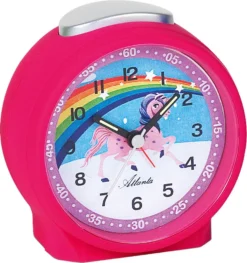 Atlanta 1981/17 Wecker FĂŒr Kinder Kinderwecker Einhorn Pink Leise Einhornwecker