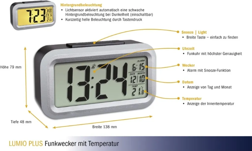 TFA Dostmann Lumio . Radiowecker, Kunststoff, Schwarz - Image 3