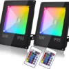 EINFEBEN 2x RGB LED Fluter Außenleuchten Außen Strahler Strahler Scheinwerfer IP67 Außenleuchten 50W