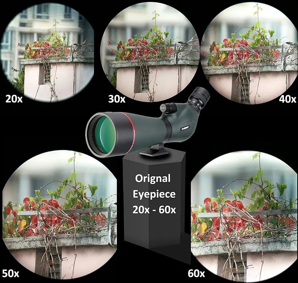 Svbony SV406P ED Spektiv 20-60x80, Doppelter Fokus Spektive Vogelbeobachtung Austauschbares Astronomie-Okular, Wasserdichtes Bak4 Prisma Monokular Fernrohr Einsatzbereit - Image 6
