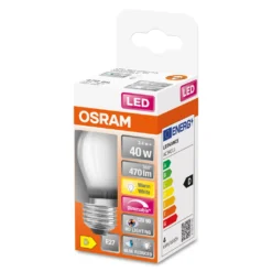 OSRAM Superstar Dimmbare LED-Lampe Mit Besonders Hoher Farbwiedergabe (CRI90) Für E27-Sockel, Mattes Glas ,Warmweiß (2700K), 470 Lumen, Ersatz Für Herkömmliche 40W-Leuchtmittel, Dimmbar, 1-er Pack