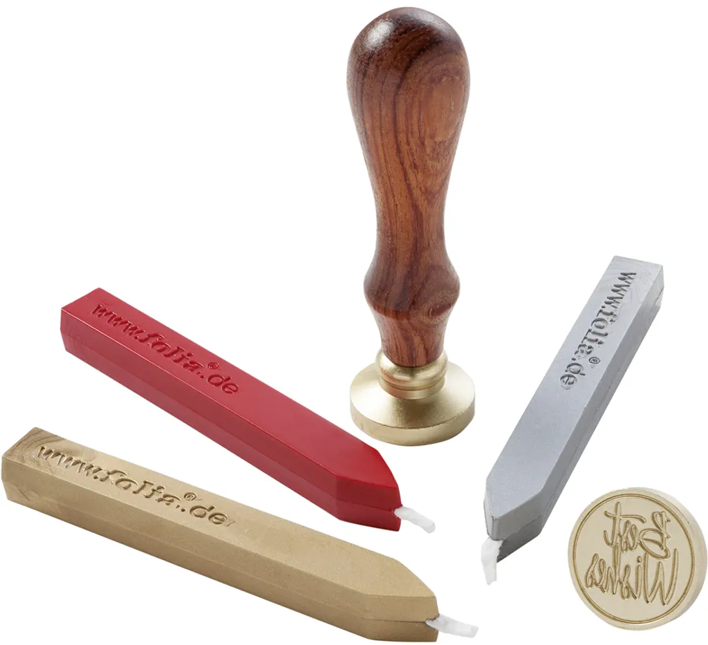Folia Siegel-Set Inkl. Holzgriff Siegelmotive Siegelwachs - Image 2